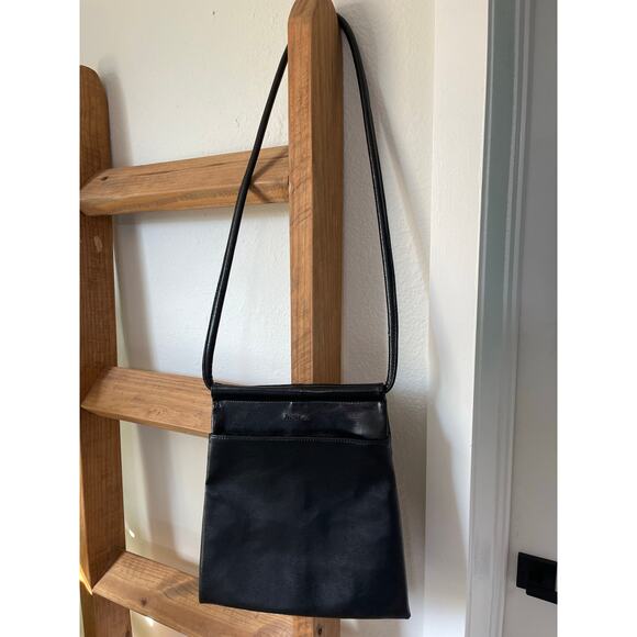 TUCI Italia Lizard Embossed Black Leather Handbag Cross-Body Bag - Picture 2 of 14